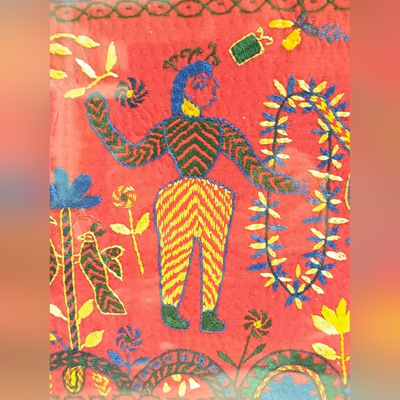 Handmade vintage home decor Aarong tapestry Bangladesh with frame - Picture 3 of 10